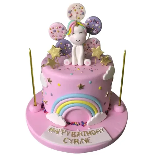 Unicorn Kız Bebek Doğum Günü Pastası